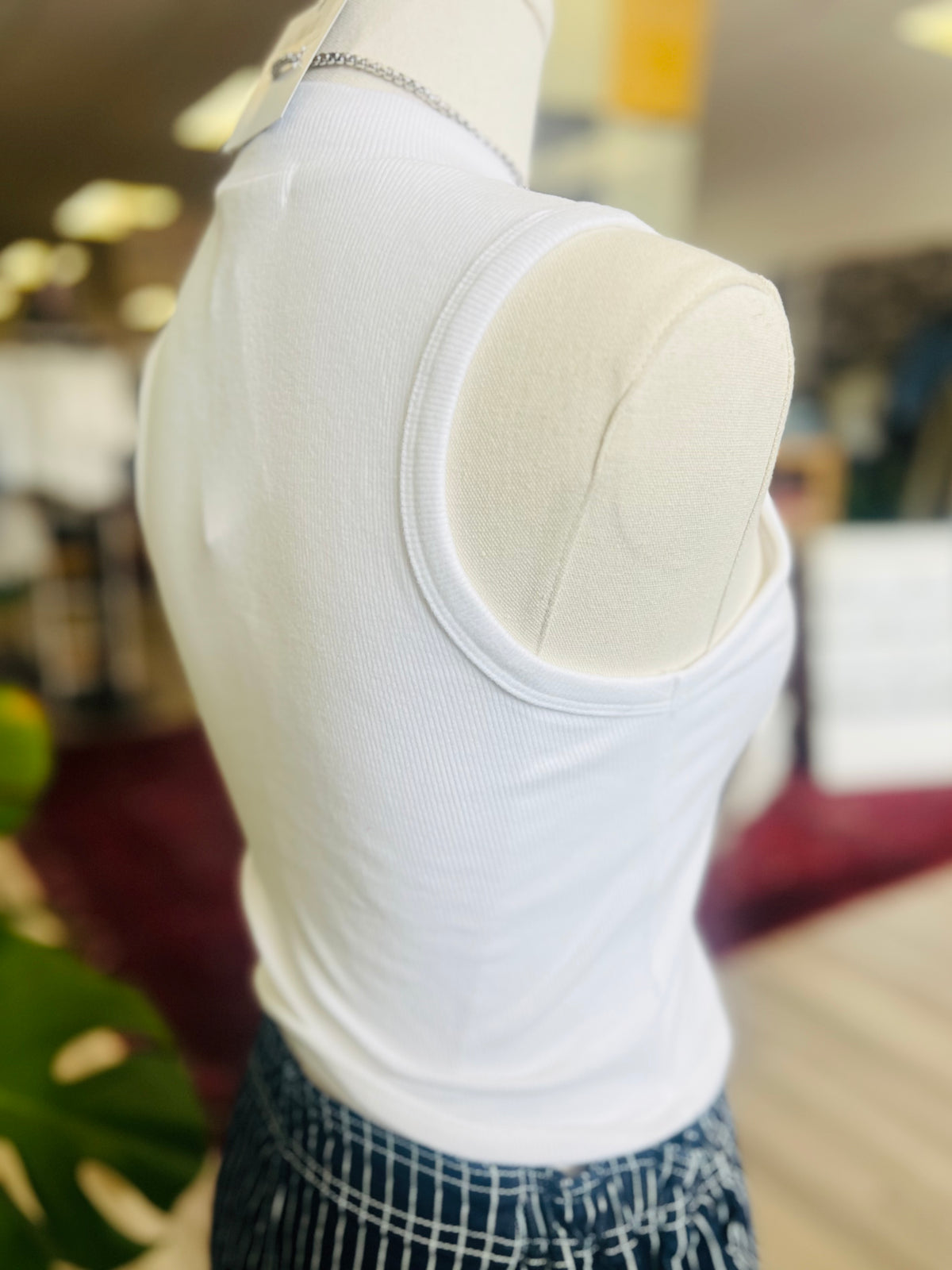 Soft Mock Neck Tank + White