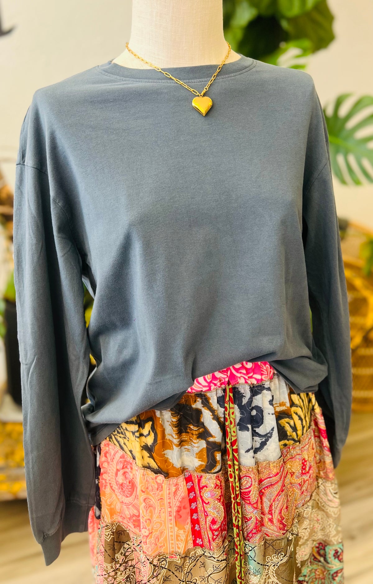 Basic Long Sleeve Top + Navy