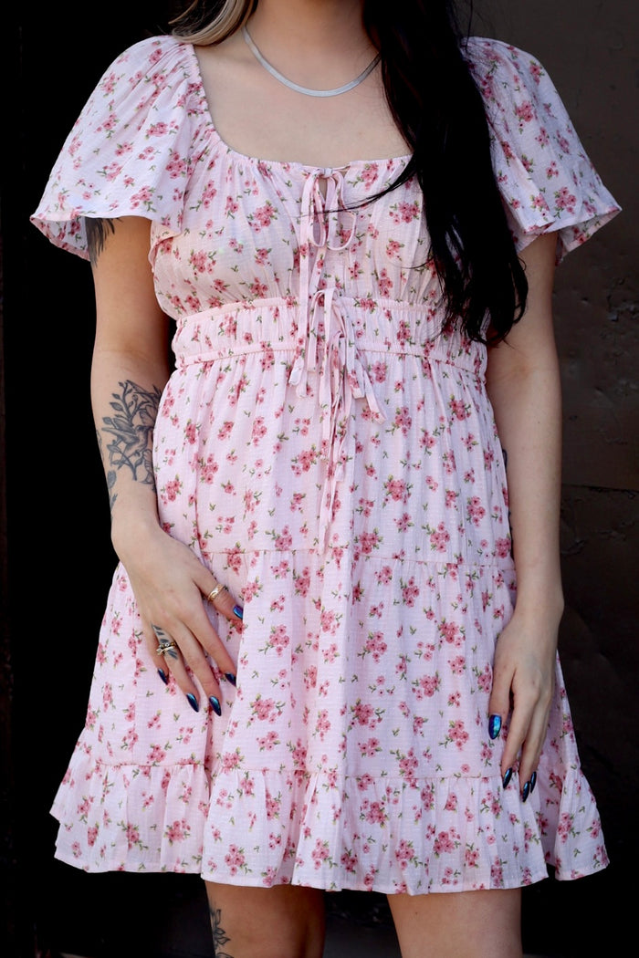 Cherry Blossom Season Pink Mini Dress