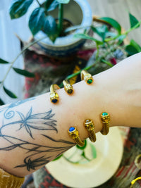 Inlaid Stone 18K GP Spiral Cuff + Malachite