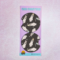 Dark Ghosts Pattern Car Coaster Set of 2