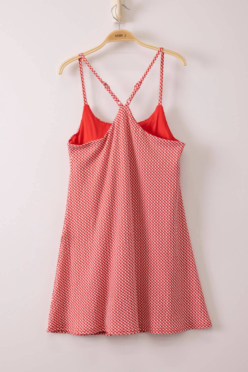 Ava Checkered Knit Active Tennis Dress Red