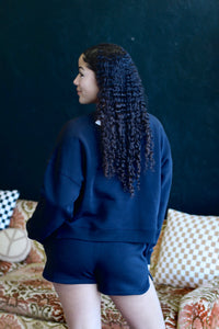 Cozy Sweatshirt & Shorts Set + Black