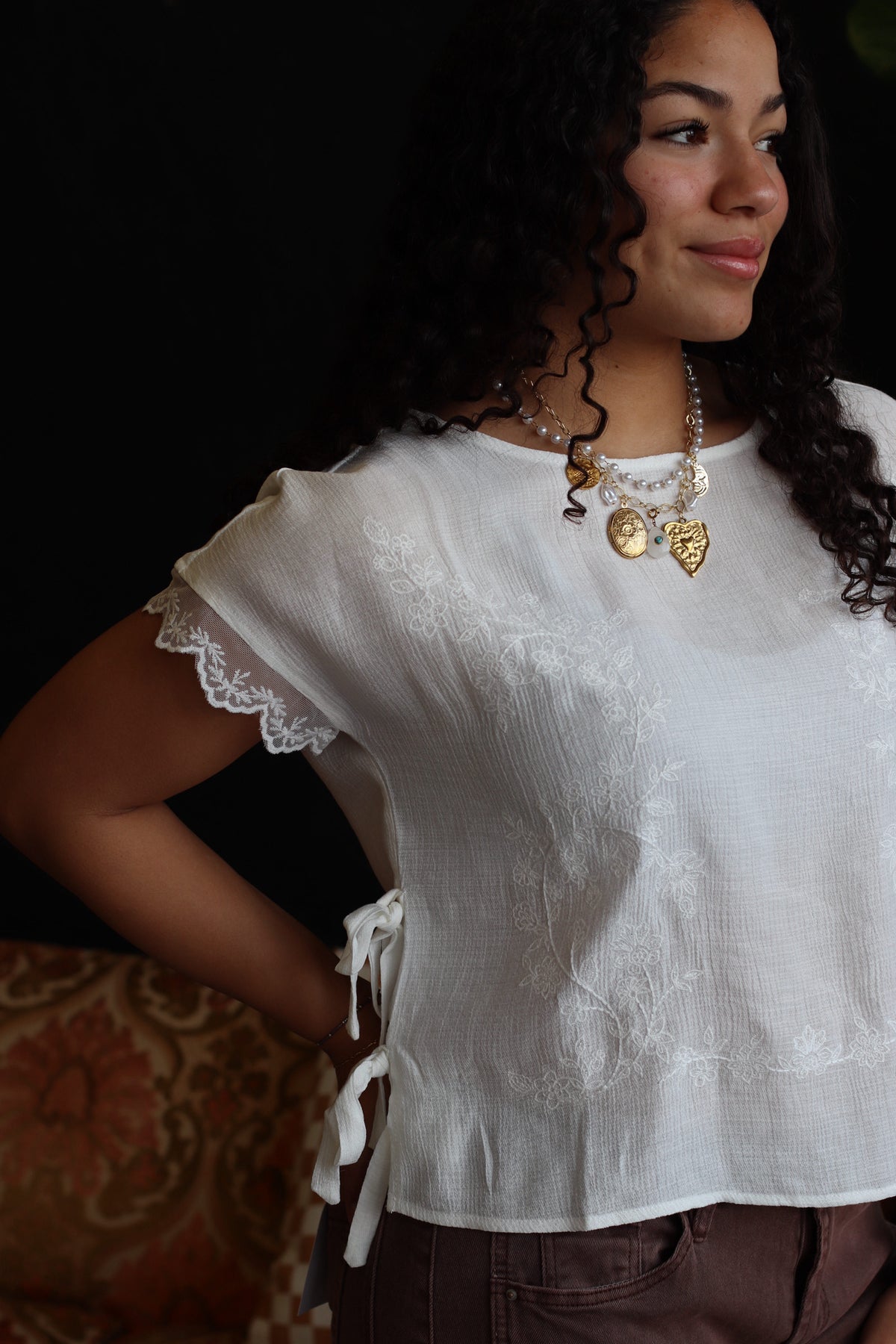 Lacy White Woven Top