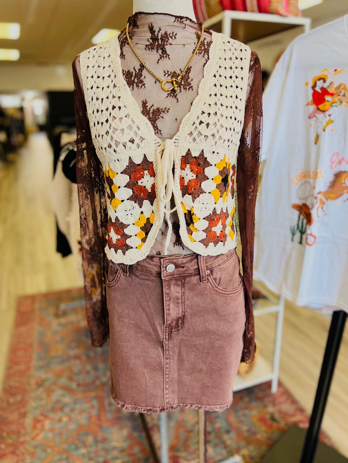 Boho Granny Square Crochet Vest