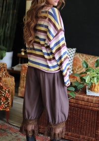 Autumn Groove Lace Hem Brown Pants