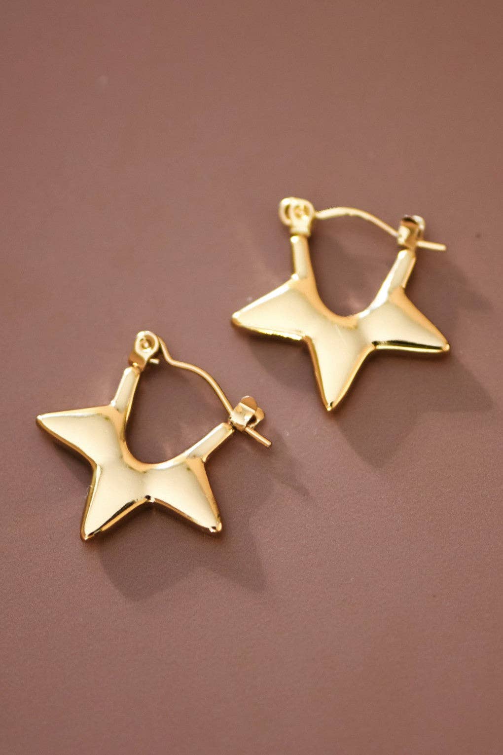 18K Gold Plated Waterproof Star Hoop Earrings