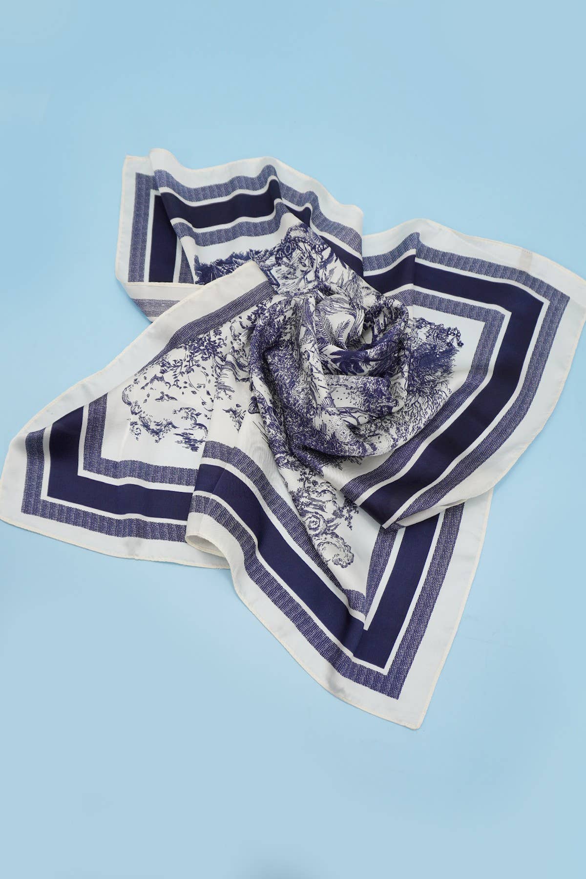Forest Scene Navy & Ivory Bandana Scarf