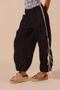 Super Wide Leg Jogger Pants in Black