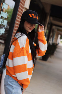 Striped Gameday Sweater + Orange/White