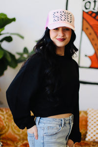 Stay Cozy Crop Sweatshirt in Black