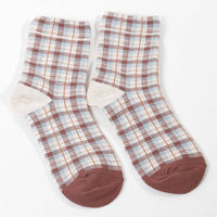 Plaid Crew Socks + White