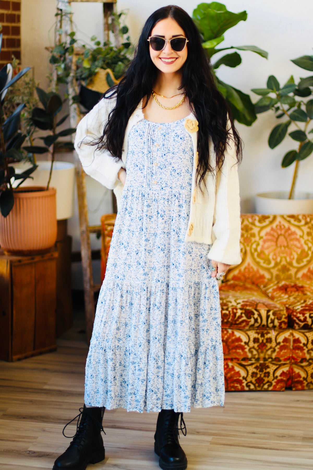 Frosted Flowers Tiered Cami Dress