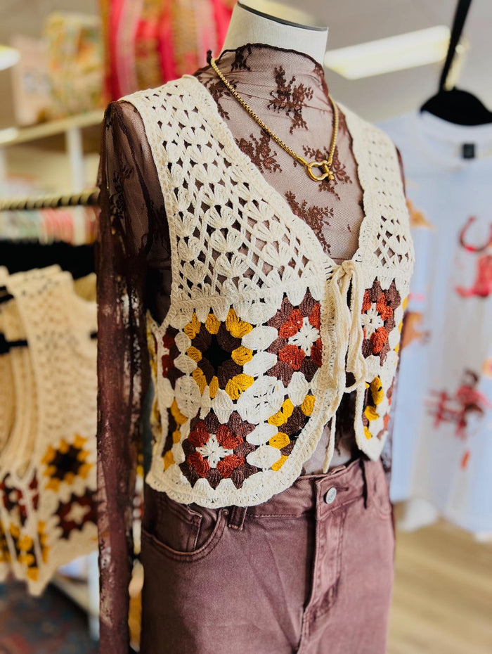 Boho Granny Square Crochet Vest