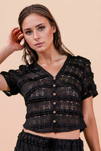 Prairie Grunge Black Lace Top