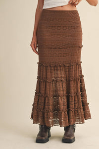 Melanie Mermaid Midi Skirt + Brown