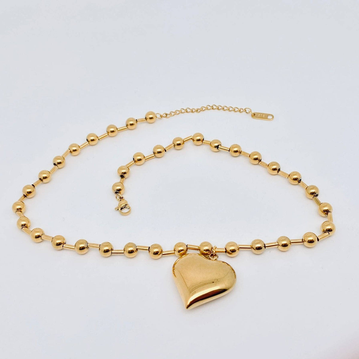 18K Gold Plated Puffy Heart Necklace