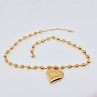 18K Gold Plated Puffy Heart Necklace