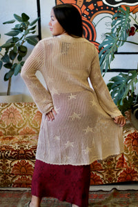 Celestial Lacy Longline Cardigan in Sand