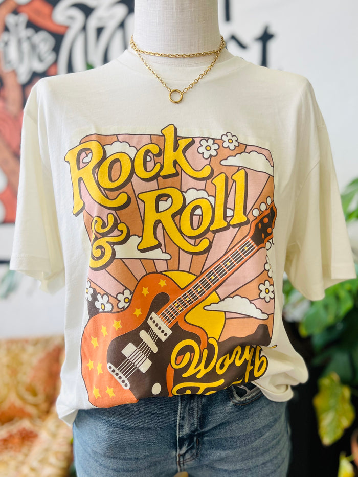 Mineral Wash Rock & Roll Tee + Ivory