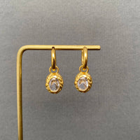 Clear Zircon Inlaid 18K Gold Plated Huggie Earrings