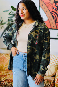 Camo Print Long Sleeve Top