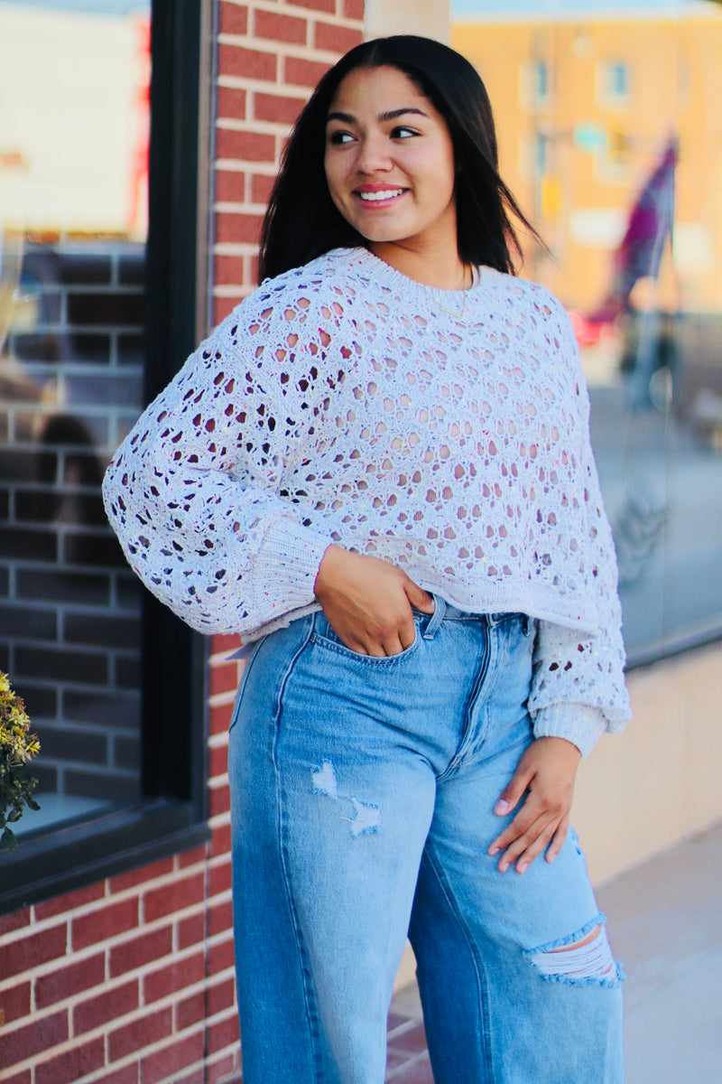 Crochet Cropped Sweater + Beige
