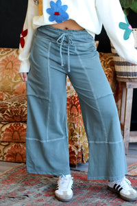 French Terry Wide Leg Pants Jade