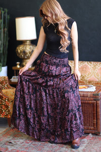 Bethany Black & Wine Paisley Maxi Skirt