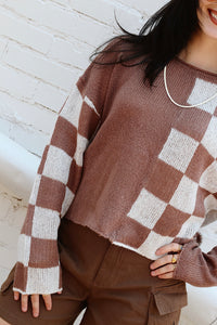 Charlee Checkered Sweater + Mocha