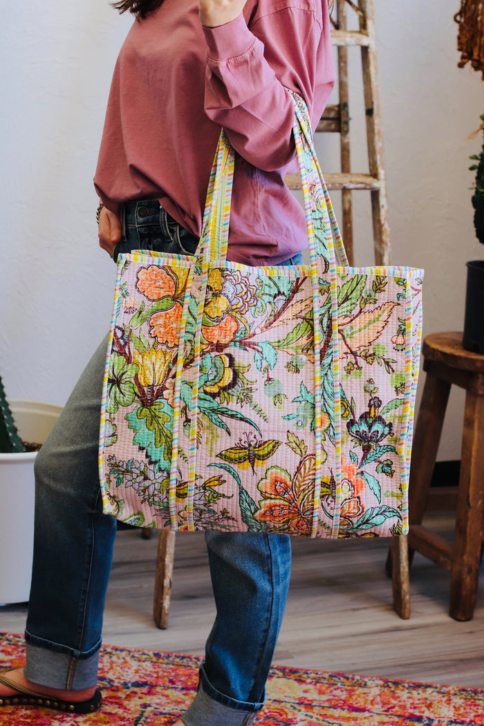 Botanical Quilted Tote Bag