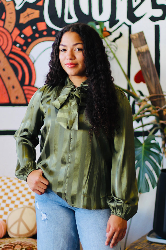 Pretty Green Striped Blouse