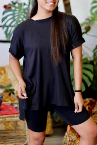 Soft Brushed Bike Short Set in Black