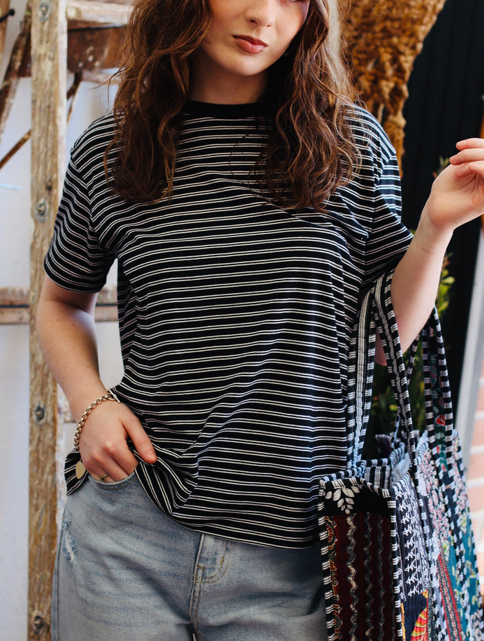 90s Basic Striped Cotton Top