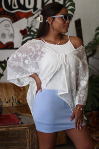 Oversized Floral Lace Cover-Up in White