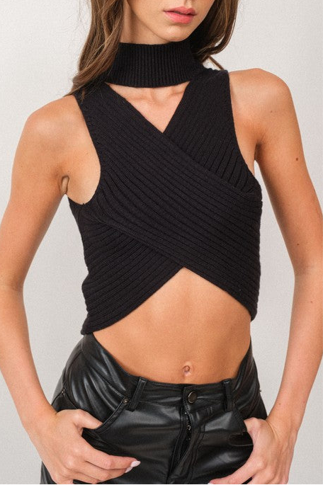 Vicki Reversible Sleeveless Knit Top + Black