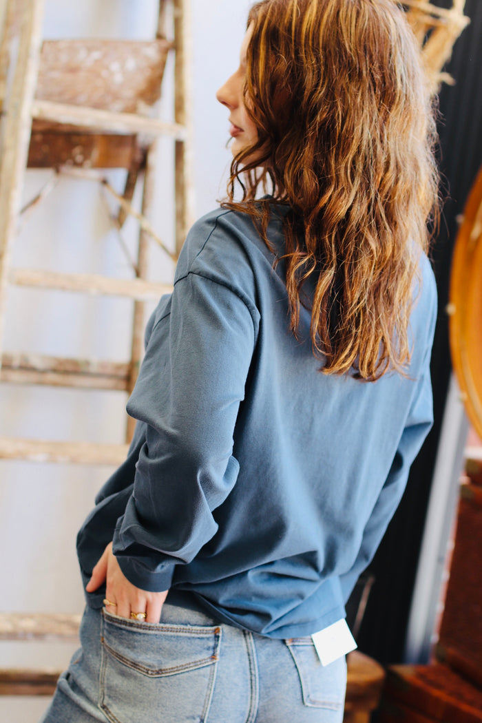 Basic Long Sleeve Top + Navy