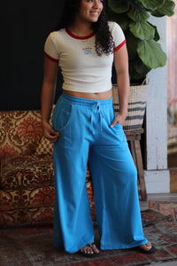 Mineral Wash Wide Leg Pants + Ocean Blue