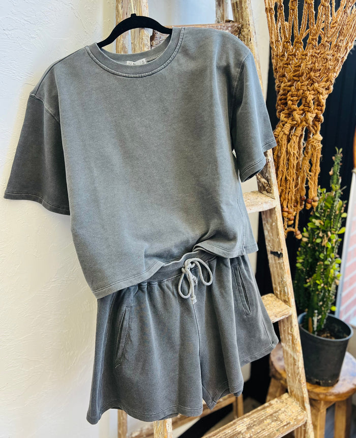 Dolman Sleeve Terry Top + Grey