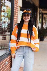 Striped Gameday Sweater + Orange/White