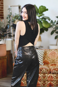 Halle Black Pleather Pants