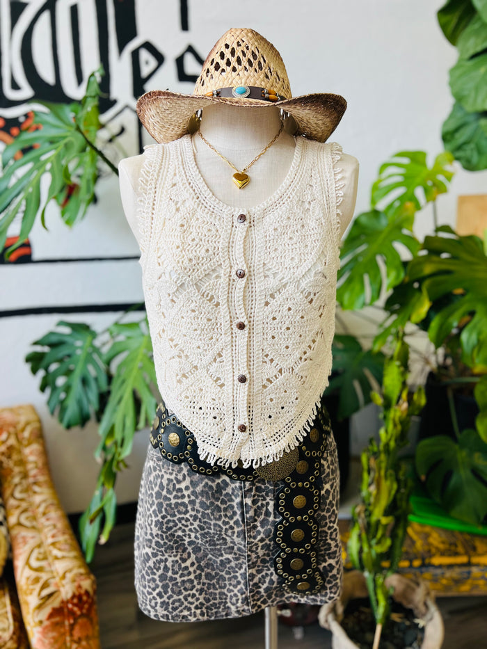 Boho Crochet Lace Vest + Ivory