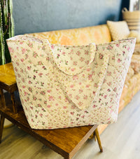 "Garden of Roses" Designer Quilted Tote Bag