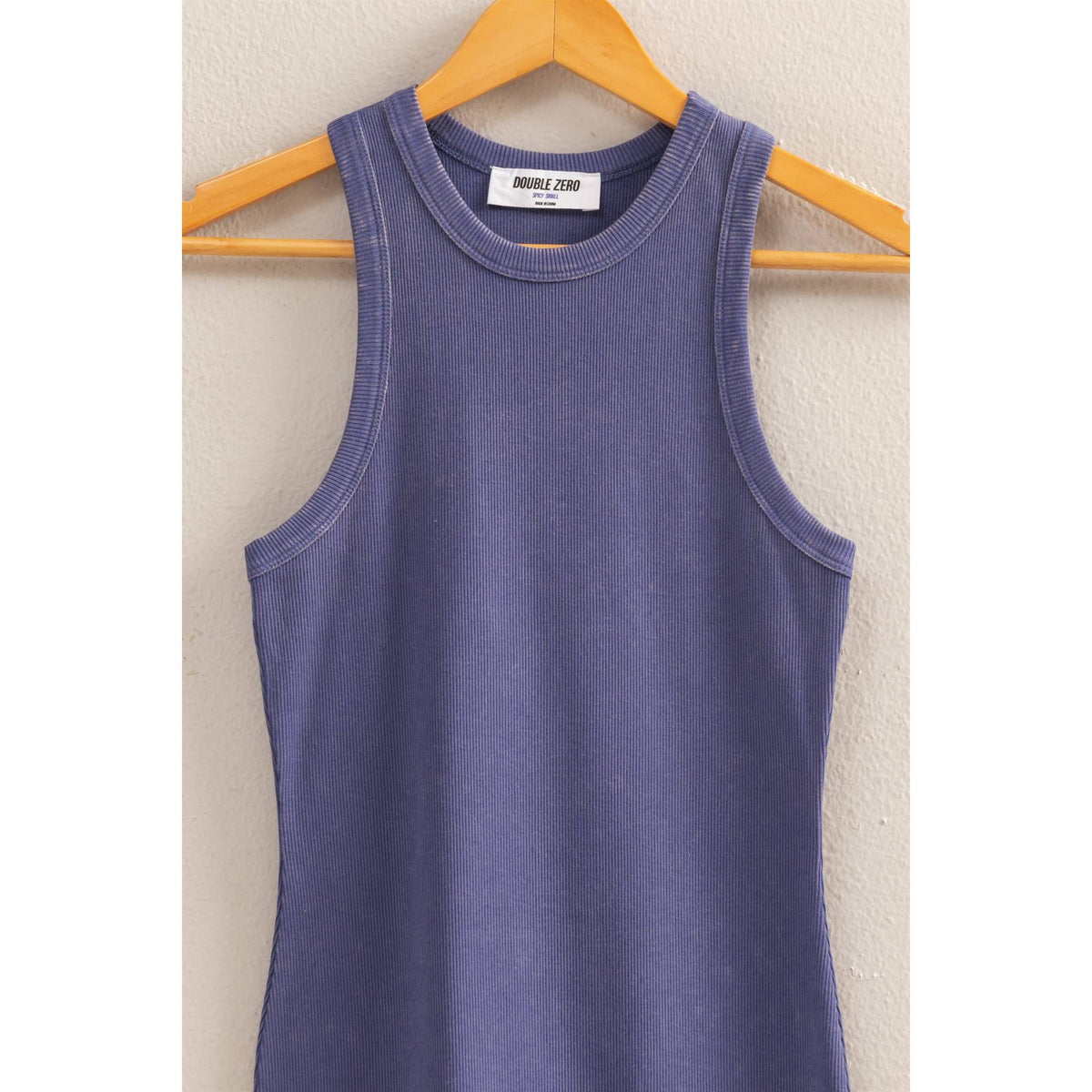 Lets Go Outside Ribbed Tank Dress in Dusty Indigo