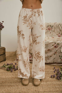 Cream & Brown Floral Lounge Pants