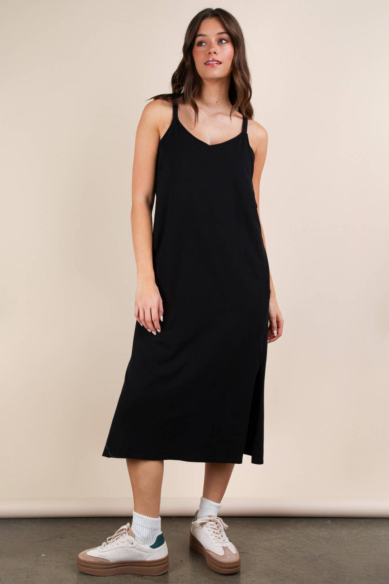 *Sleeveless Midi Dress in Black