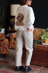 Alice Gingham Barrel Leg Pants in Taupe