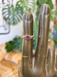 Horse Eye Zircon 18K GP Ring + Purple