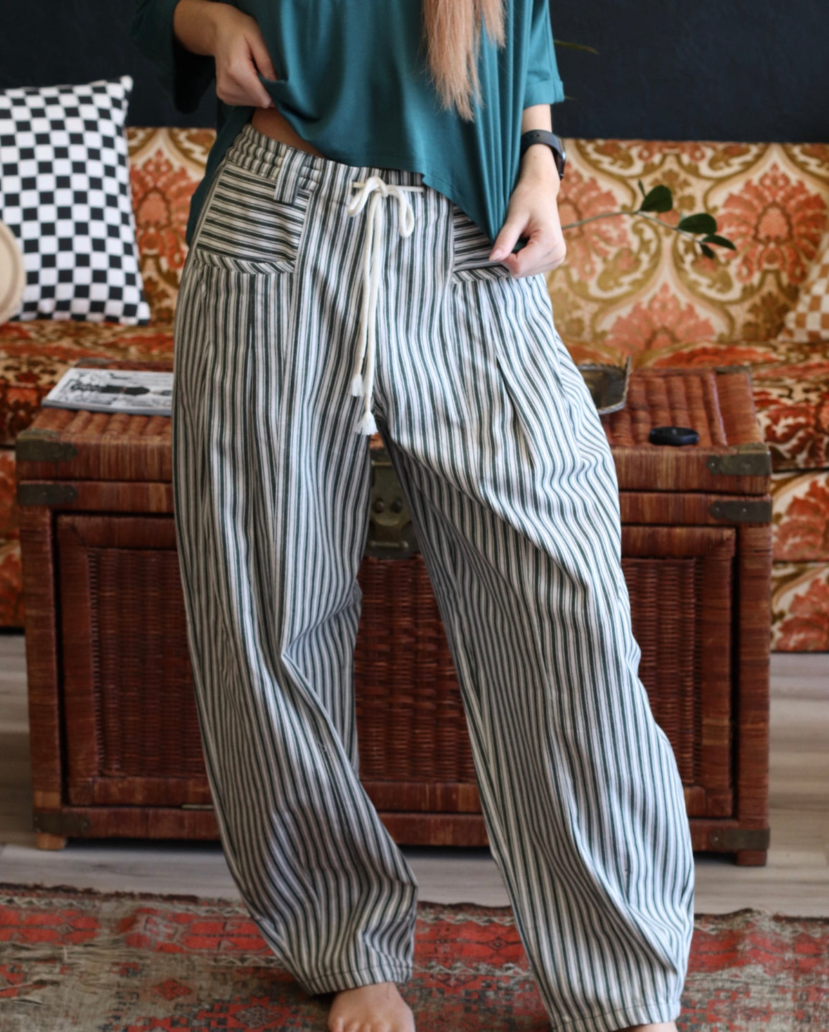 Danny Green Striped Barrel Denim Pants