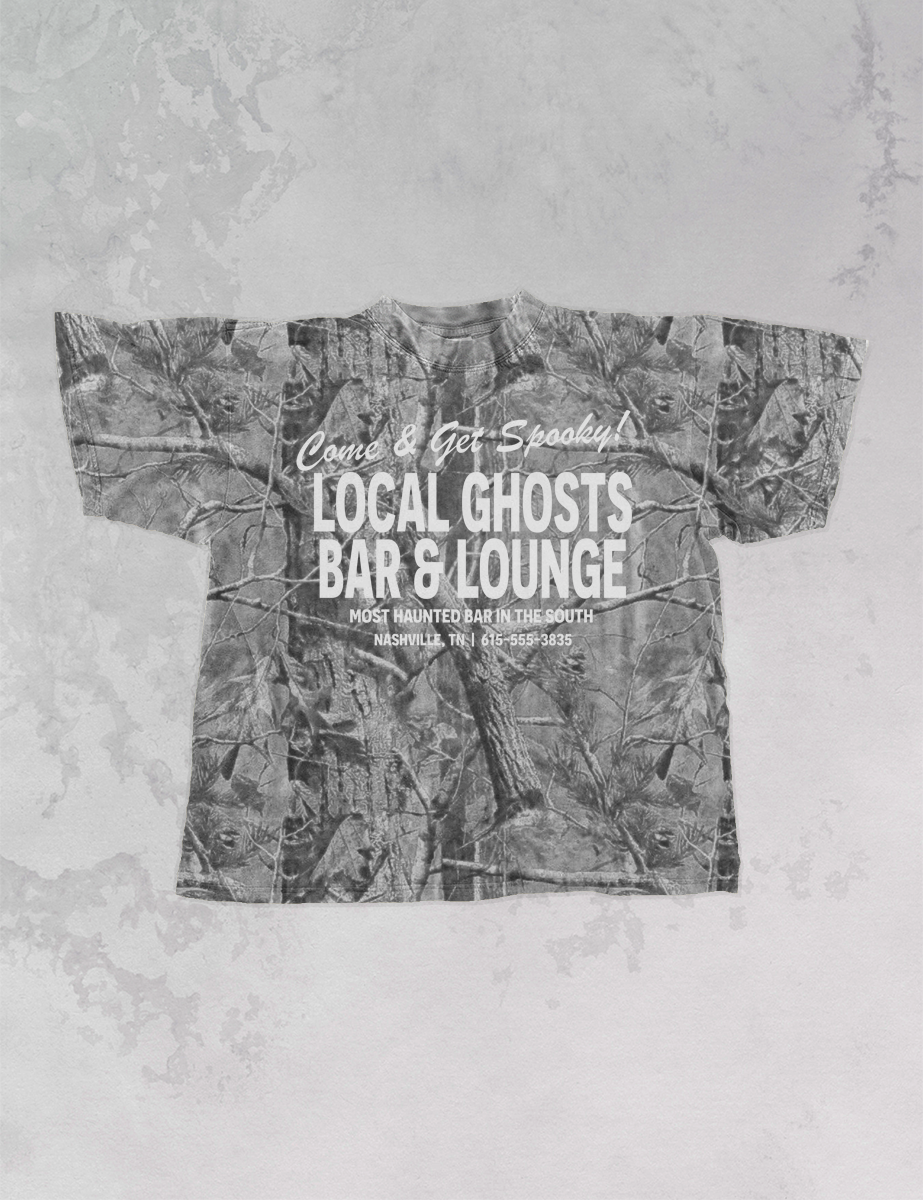 Camo Local Ghosts Bar & Lounge Boxy Cotton T-Shirt